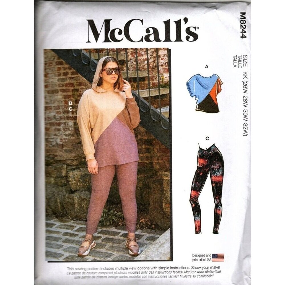 McCall's M8244 Womens 26W to 32W Top, Hoodie and Leggings Uncut Sewing Pattern